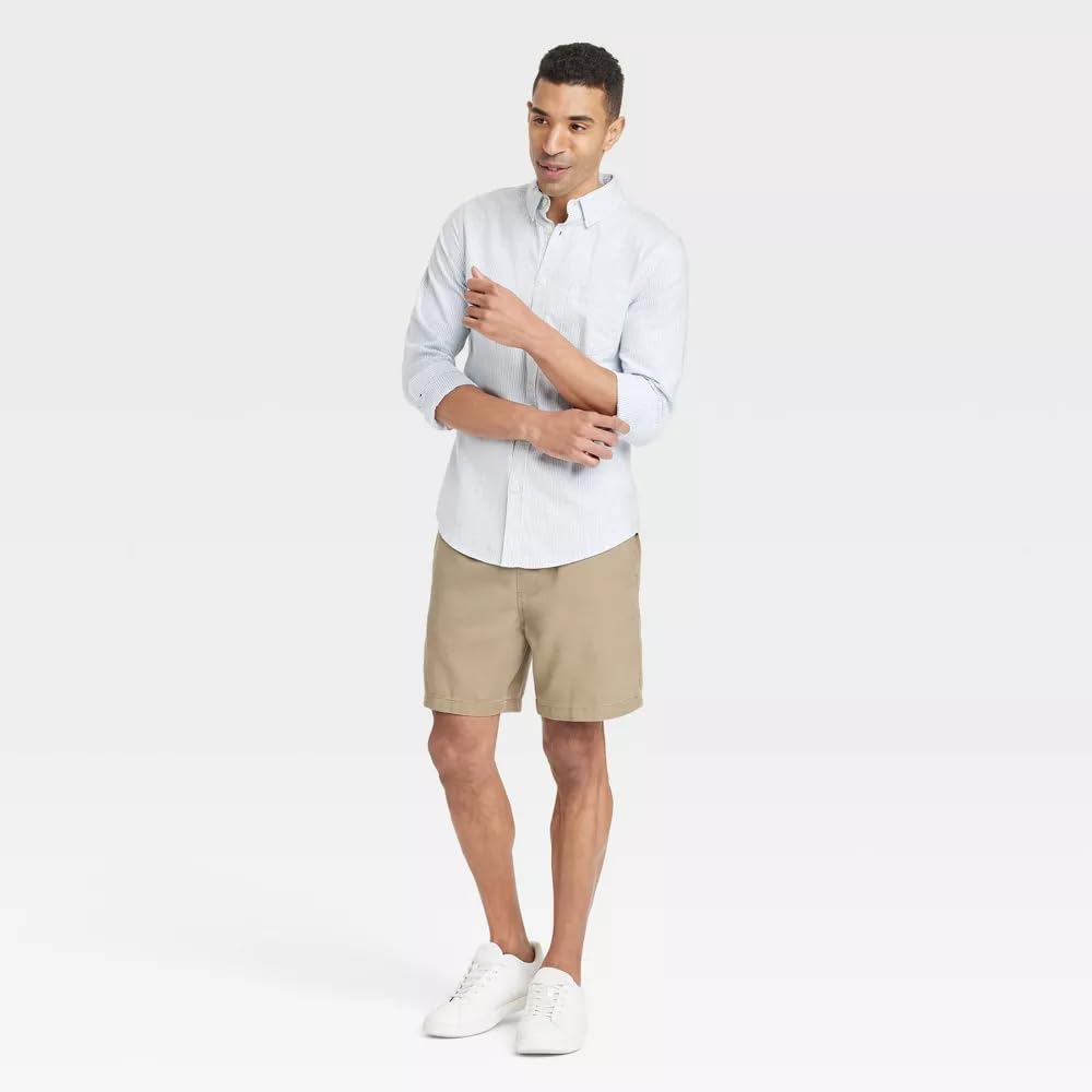 Goodfellow & Co Men's Vintage 7" Elevated Washed Pull-On Shorts - (US, Alpha, Large, Regular, Regular, Light Gray)