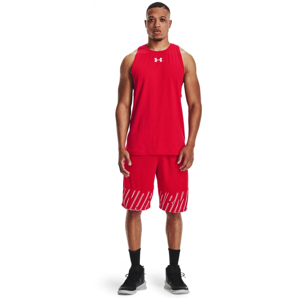 Under Armour Men's Baseline Cotton Tank , Red (600)/Summit White, Medium