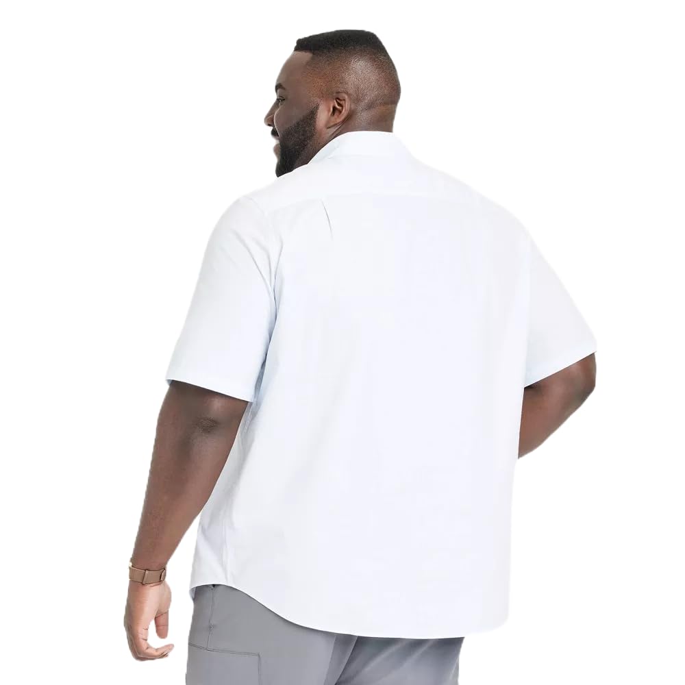 Goodfellow & Co Men's Slim Fit Stretch Poplin Short Sleeve Button-Down Shirt - (US, Alpha, Small, Regular, Regular, Heathered White)