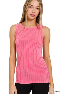 ZENANA: Ribbed Sleeveless Tank Top With Exposed Seam