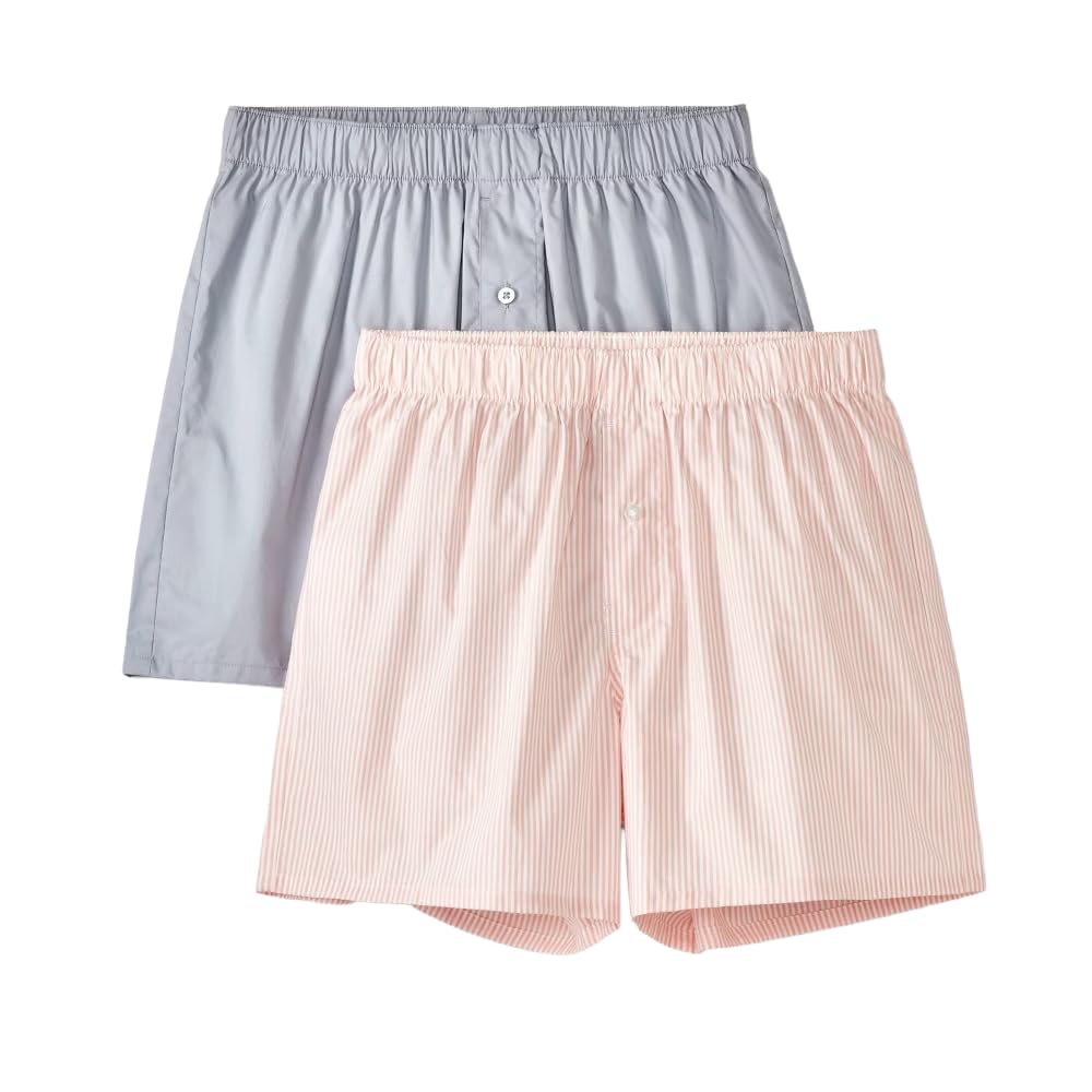 Goodfellow & Co Men's Plaid Woven Boxer 2pk - Medium 32.5-34.5 Pink Stripe/Gray