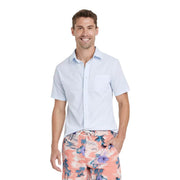 Goodfellow & Co Men's Slim Fit Stretch Poplin Short Sleeve Button-Down Shirt - (US, Alpha, Small, Regular, Regular, Heathered White)