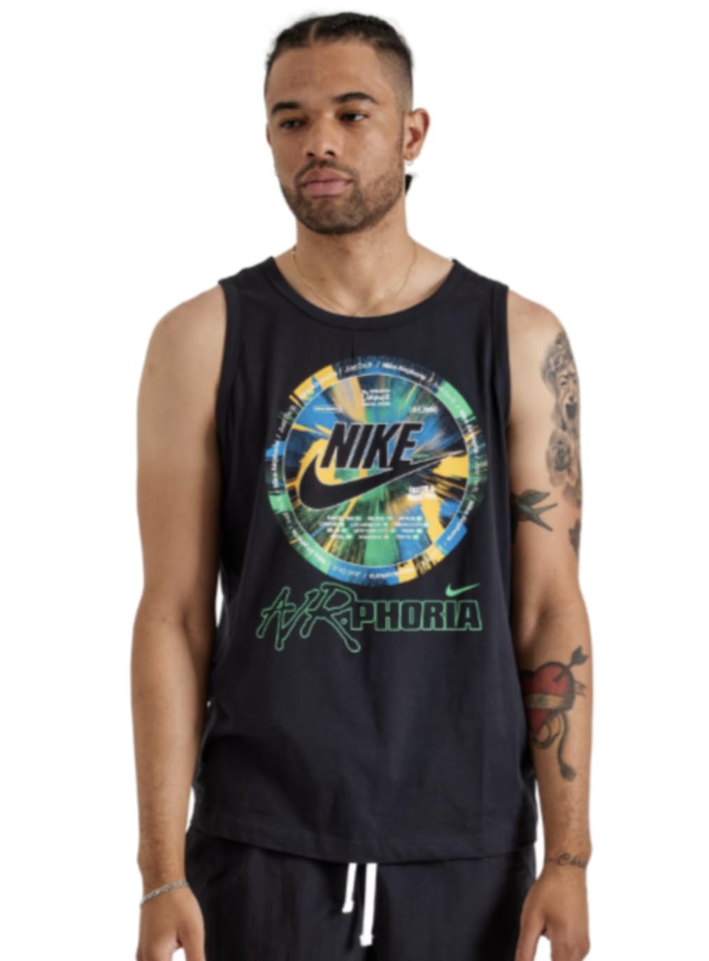 Nike Men's Sportswear Air-Phoria Cotton Running Training Tank Top (US, Alpha, Large, Regular, Regular, Black)