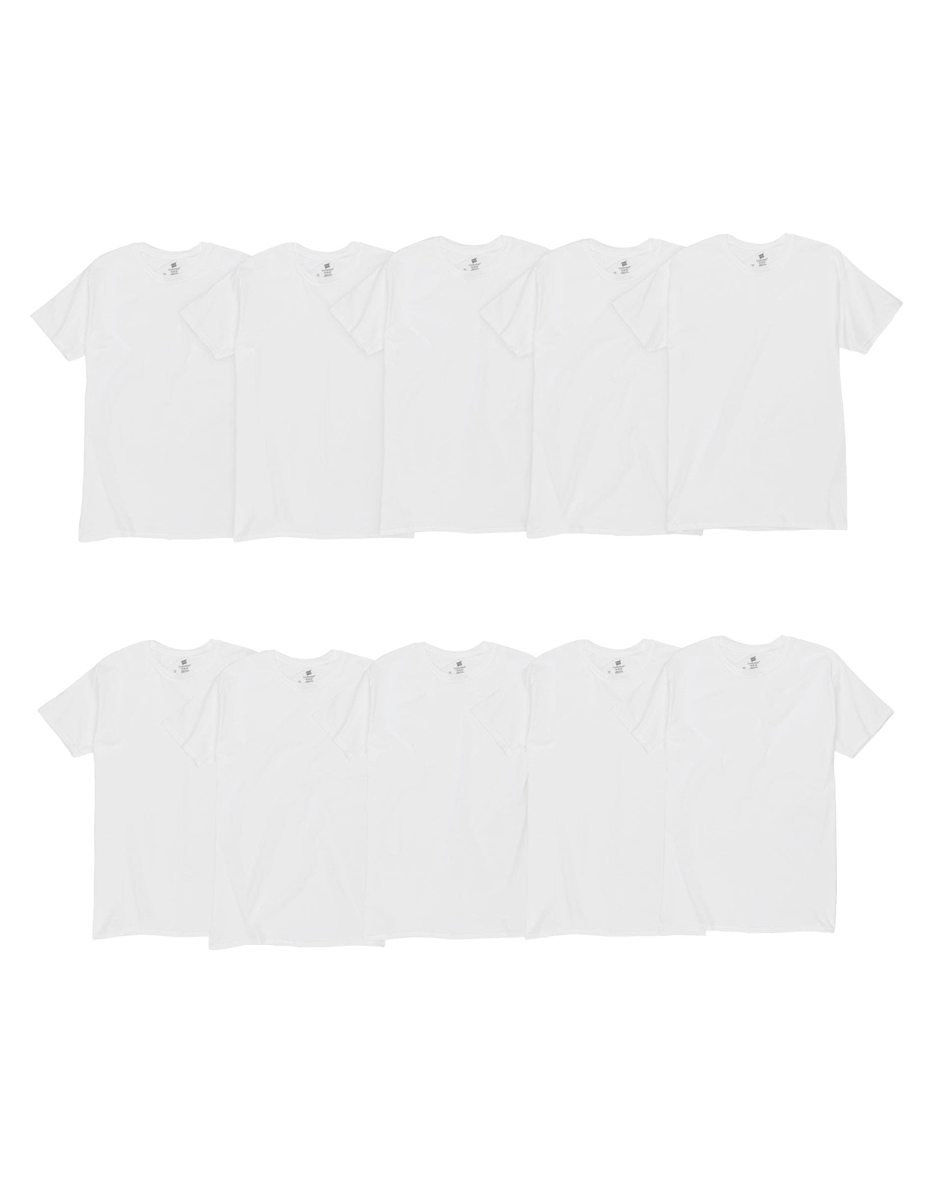 Hanes Men's White T-Shirt Value 10-Pk, Cotton Undershirts, Stay-Tucked Small