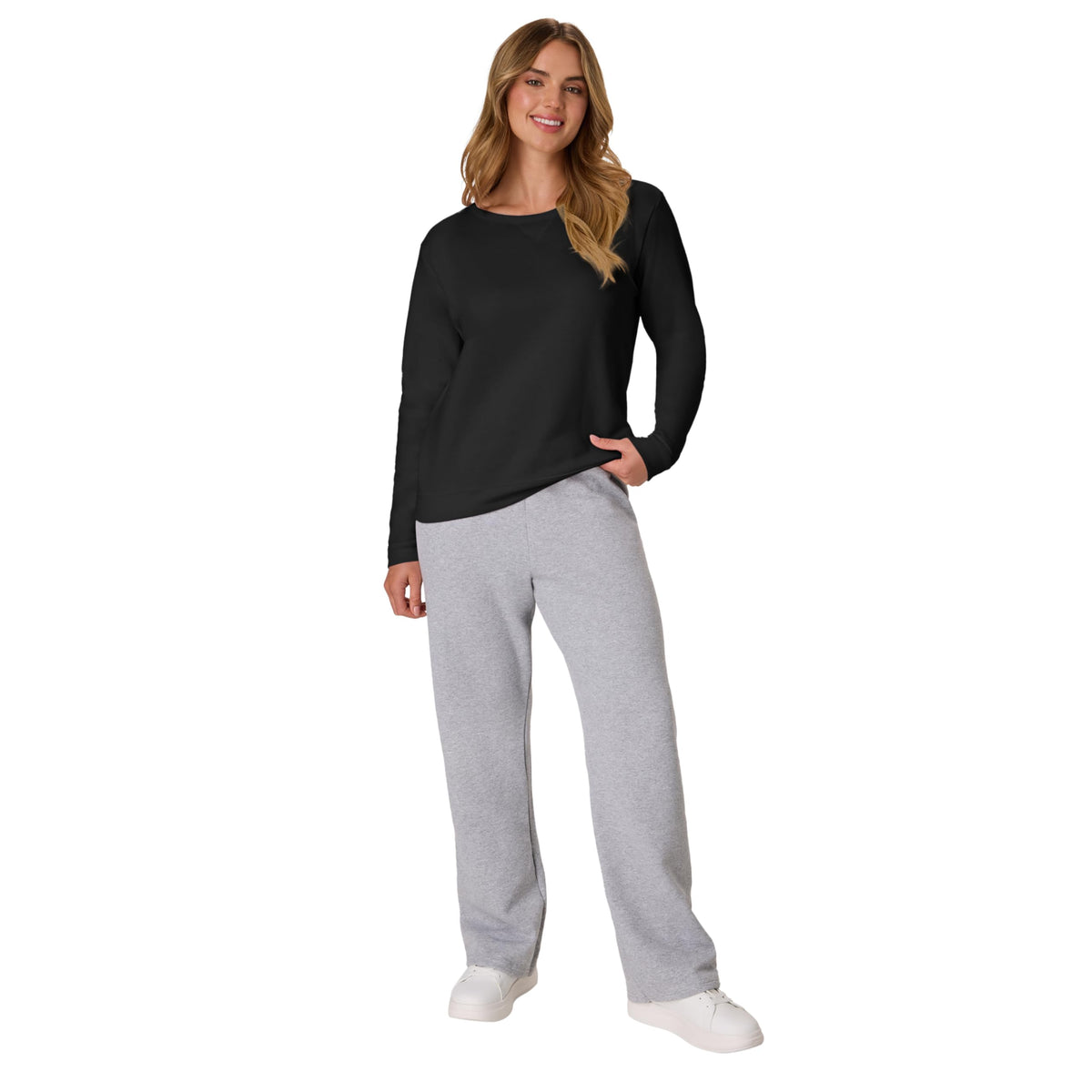 Hanes Women's EcoSmart Crewneck Sweatshirt, Ebony, Medium