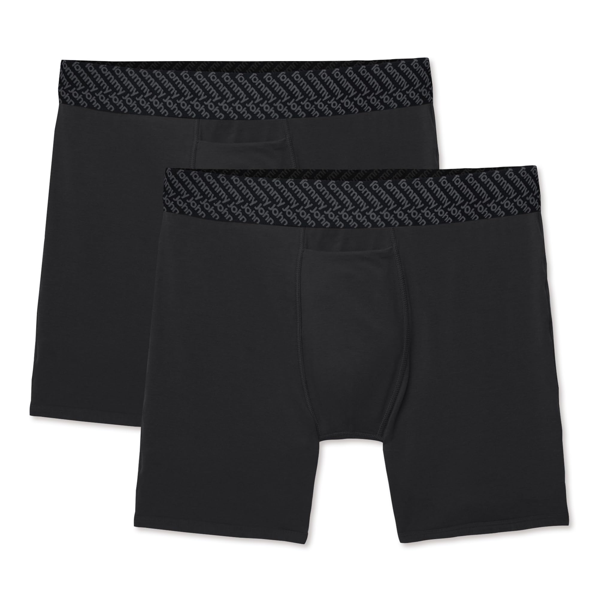 Tommy John Mens 6” Cotton Boxers w/Pouch 2 Pk Sidecar Stripe/Simply Green Medium