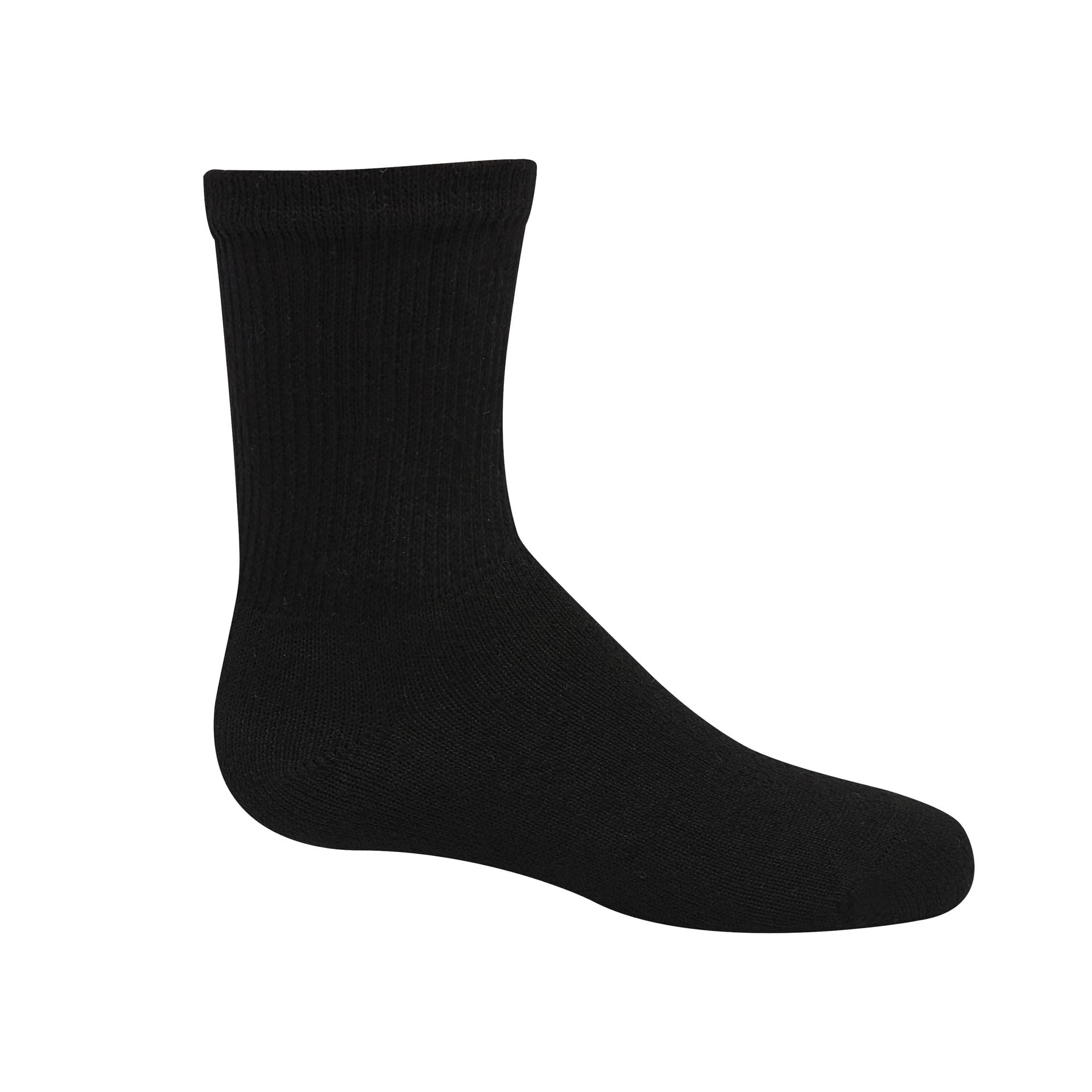 Hanes Boys' Crew Socks Pack, Socks for Boys Black Small 4.5-8.8, 12-Pack