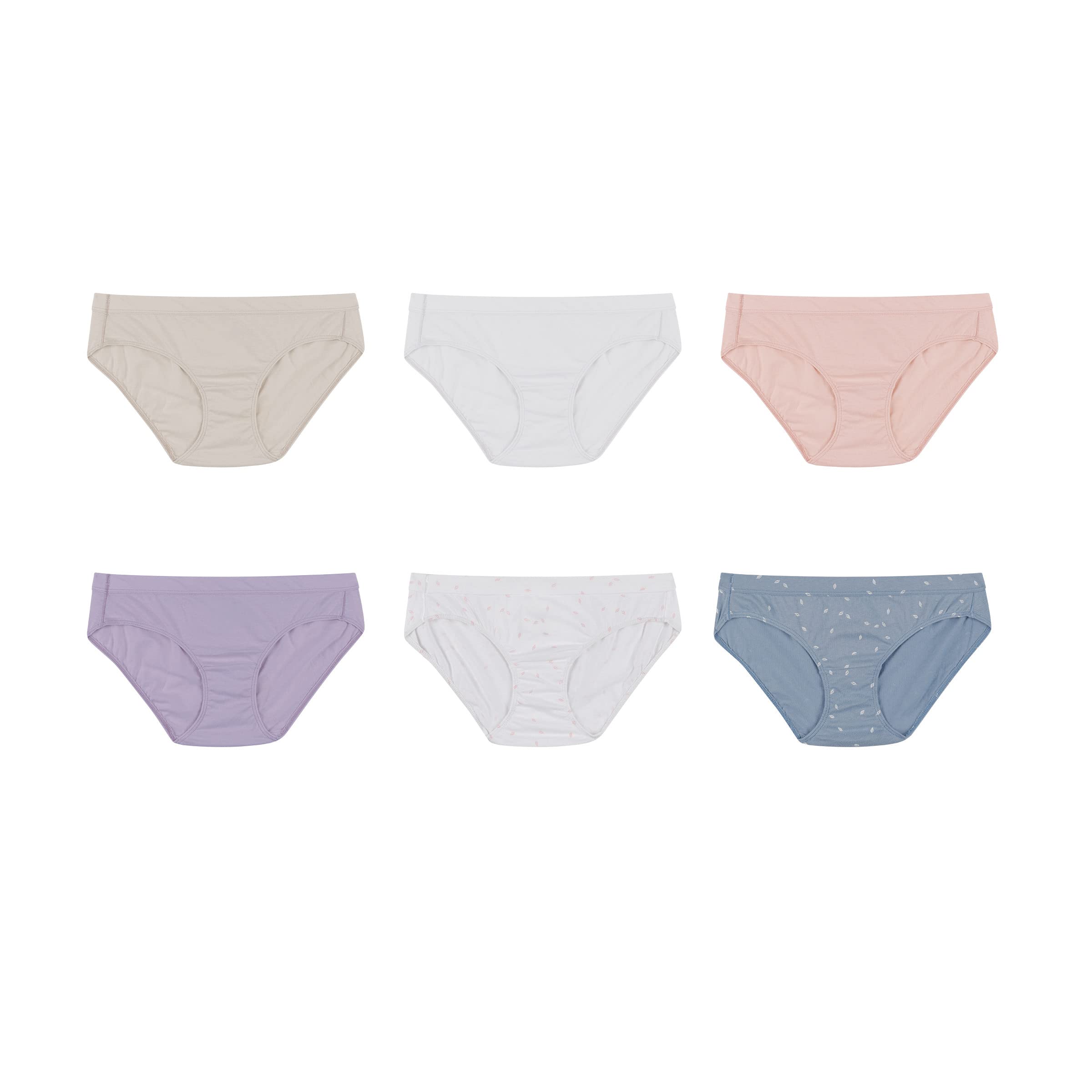 Hanes Women's Pure Comfort Hipster Underwear, Organic Cotton, 6-Pack Assorted 5
