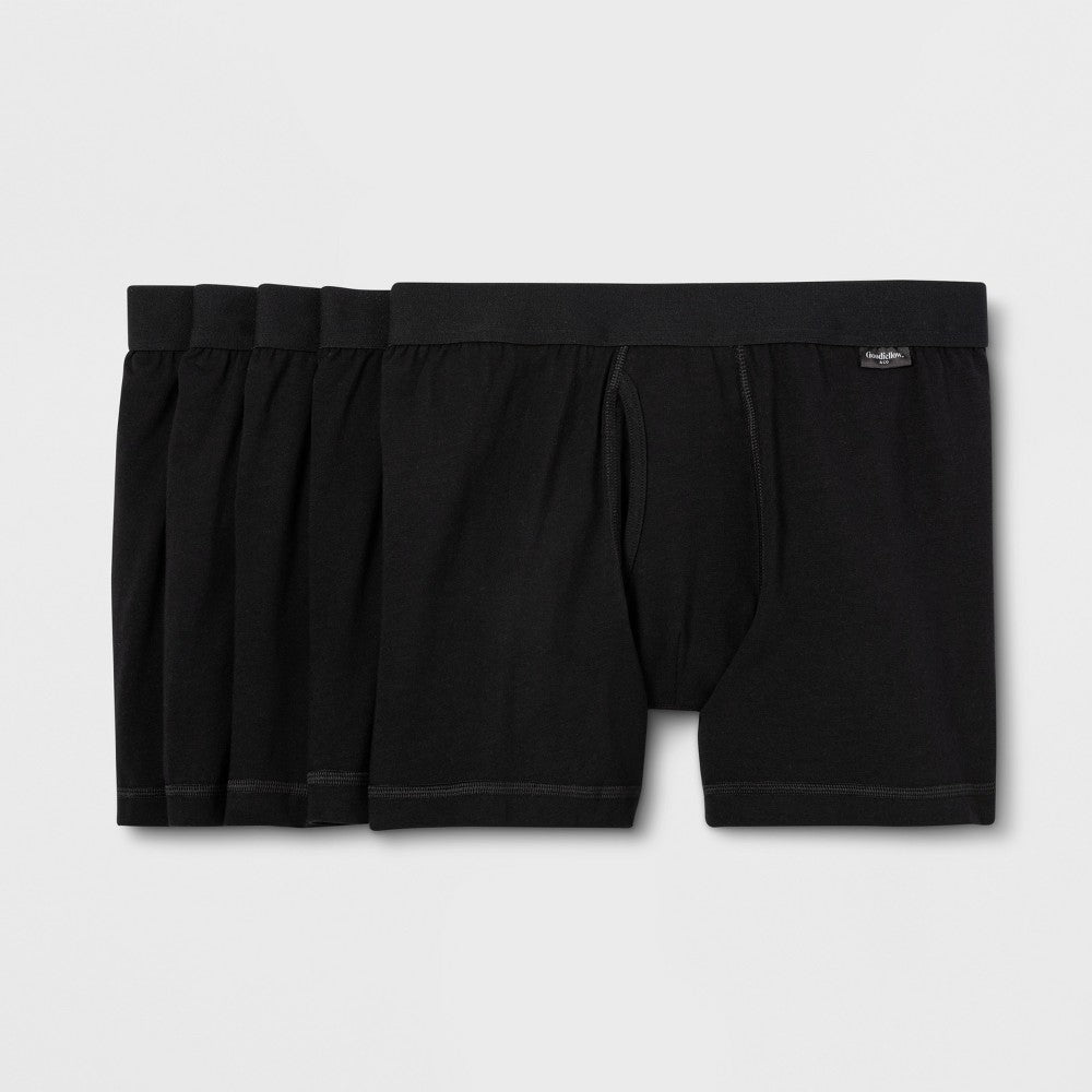 Men's Boxer Briefs 5pk - Goodfellow & Co™ Black M: Cotton-Spandex Blend Mid Rise