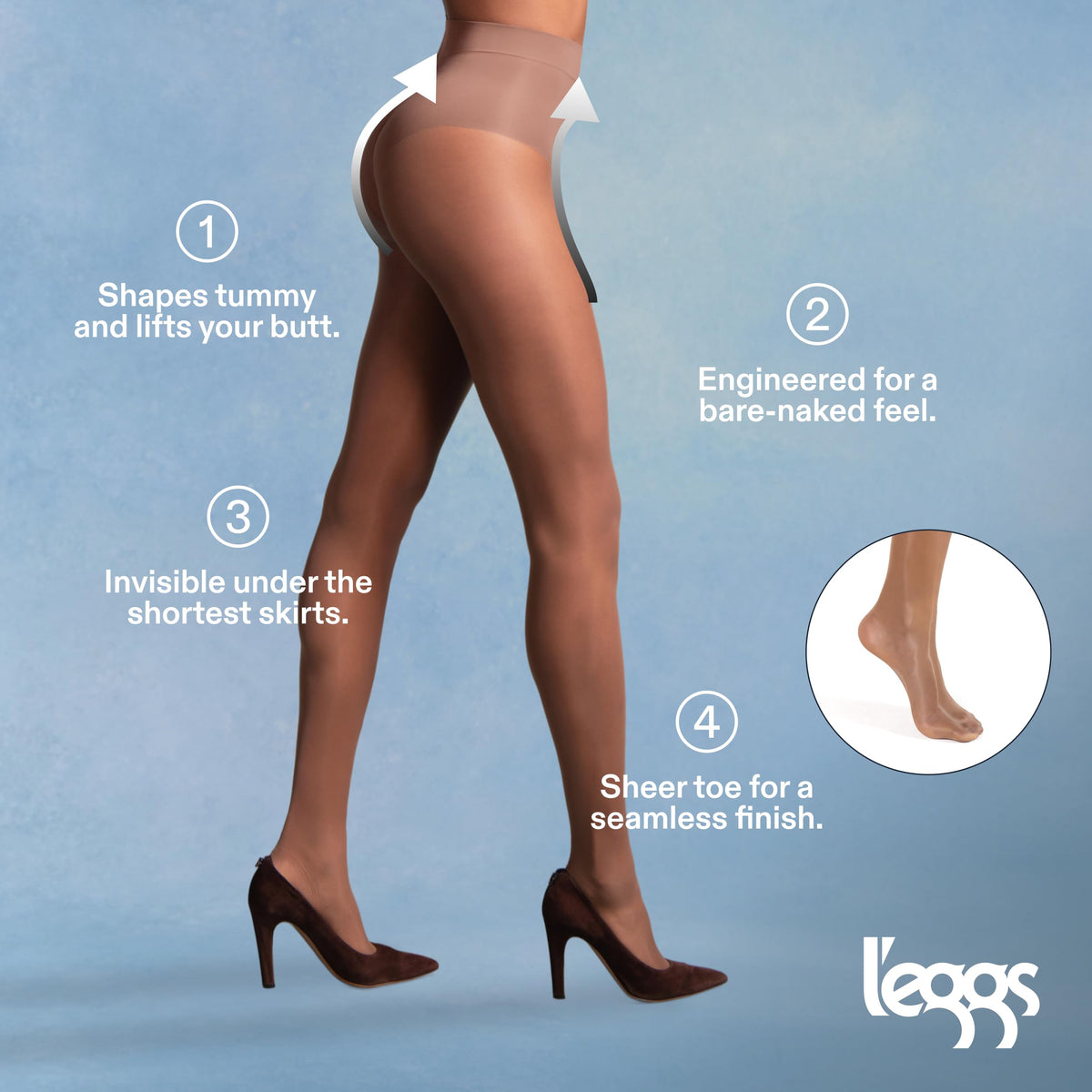 L'eggs Bare Contour Luminous Skin Tights for Women 2XLarge, Medium Nude