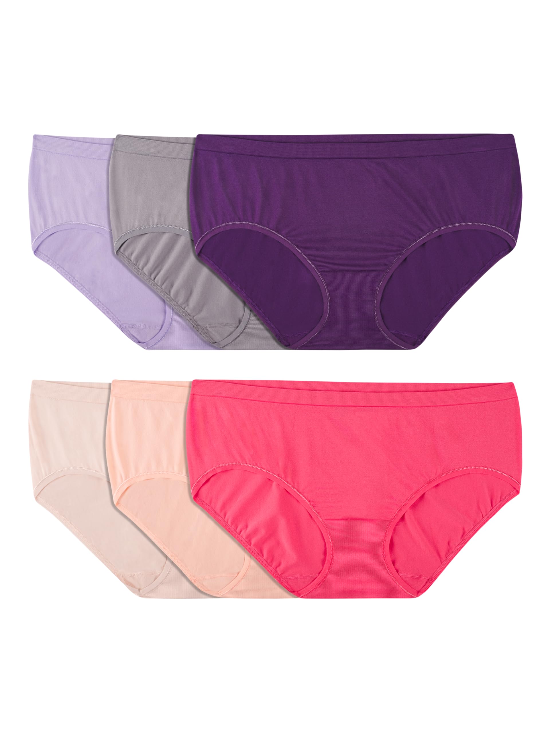 Fruit of the Loom Women's No Show Seamless - Brief - 6 Pack - Colors May Vary, 5