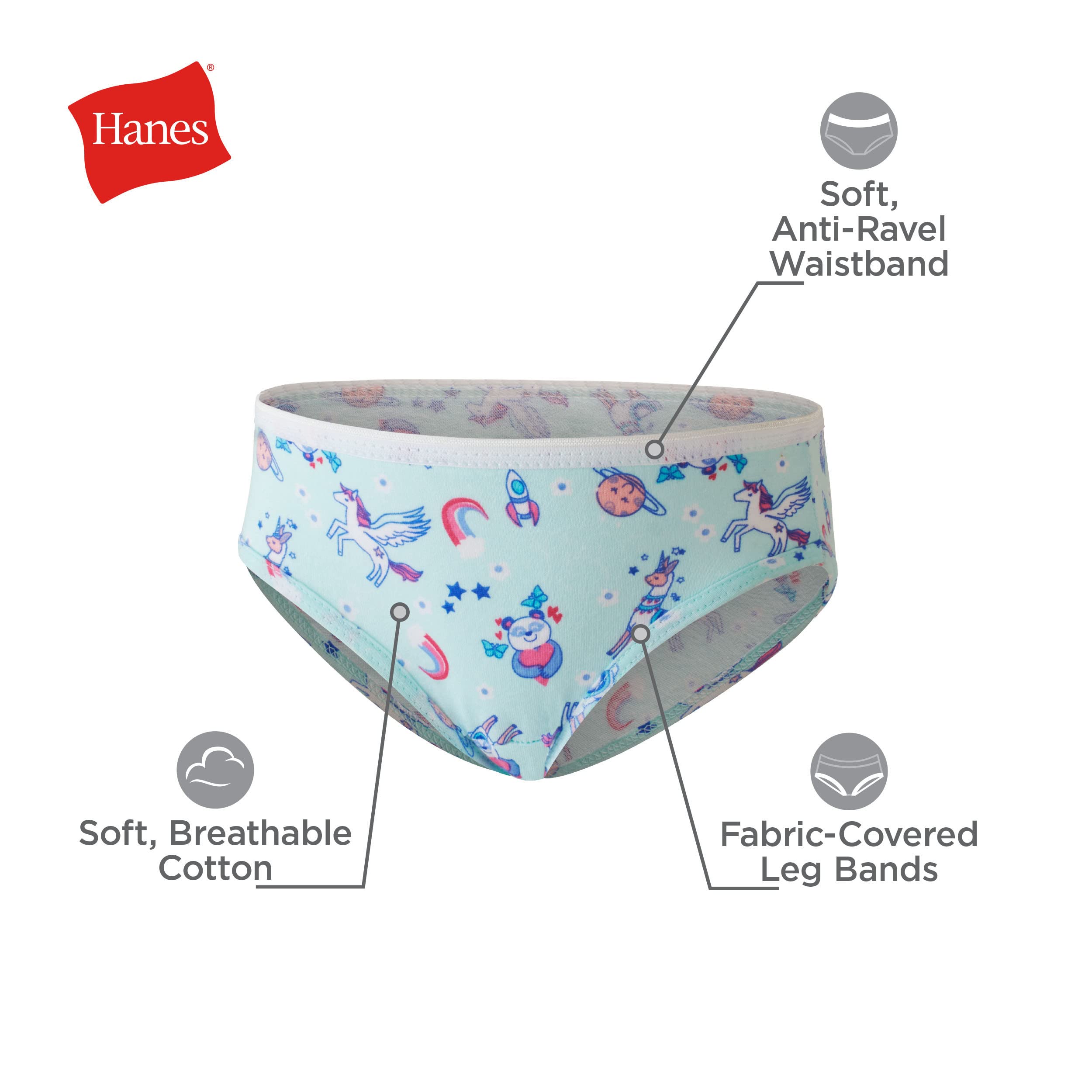 Hanes Girls Underwear 10 Pack Toddler Briefs Cotton Hipsters Asst Color 2T/3T