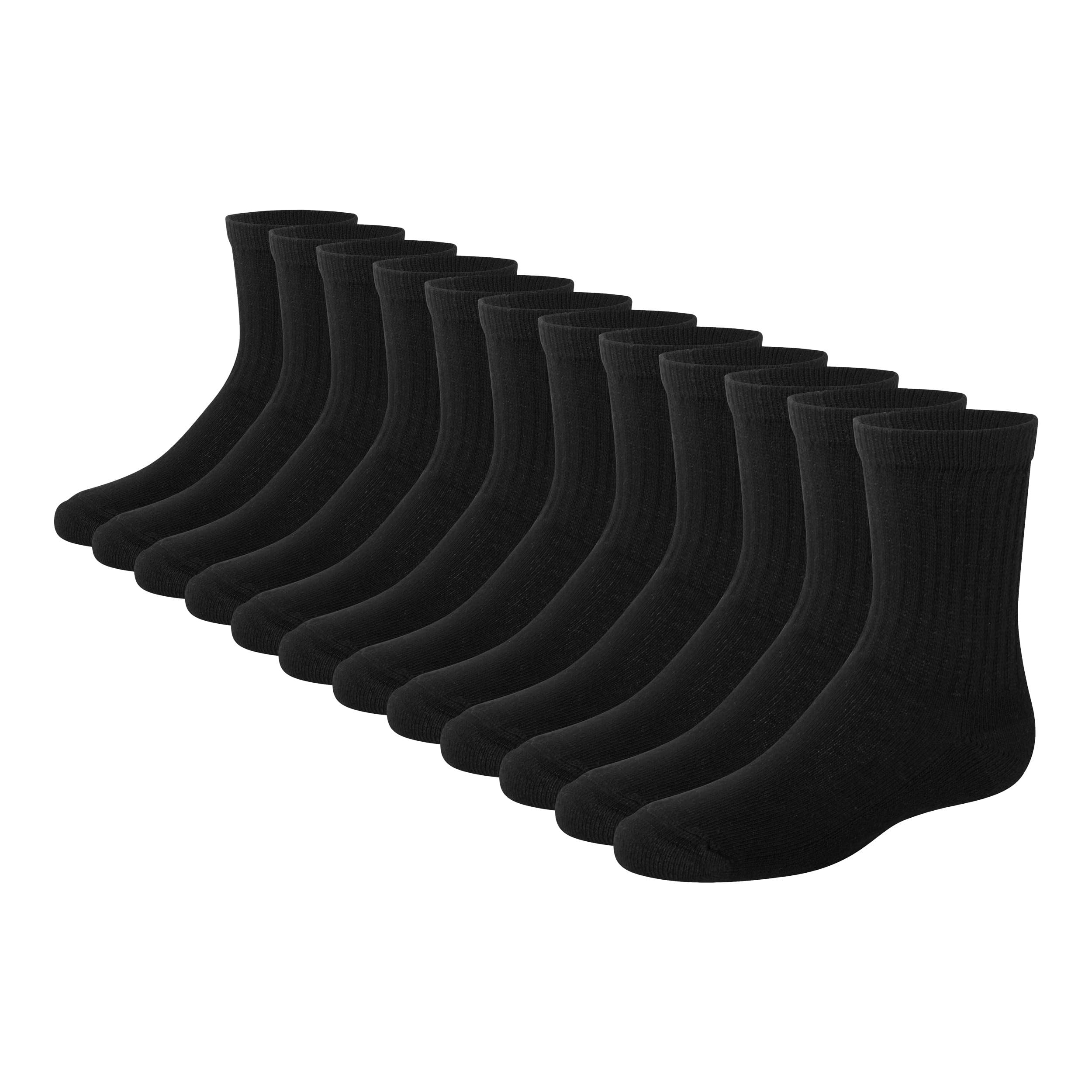Hanes Boys' Crew Socks Pack, Socks for Boys m 9-2.5, Stretch Cotton 12-Pack