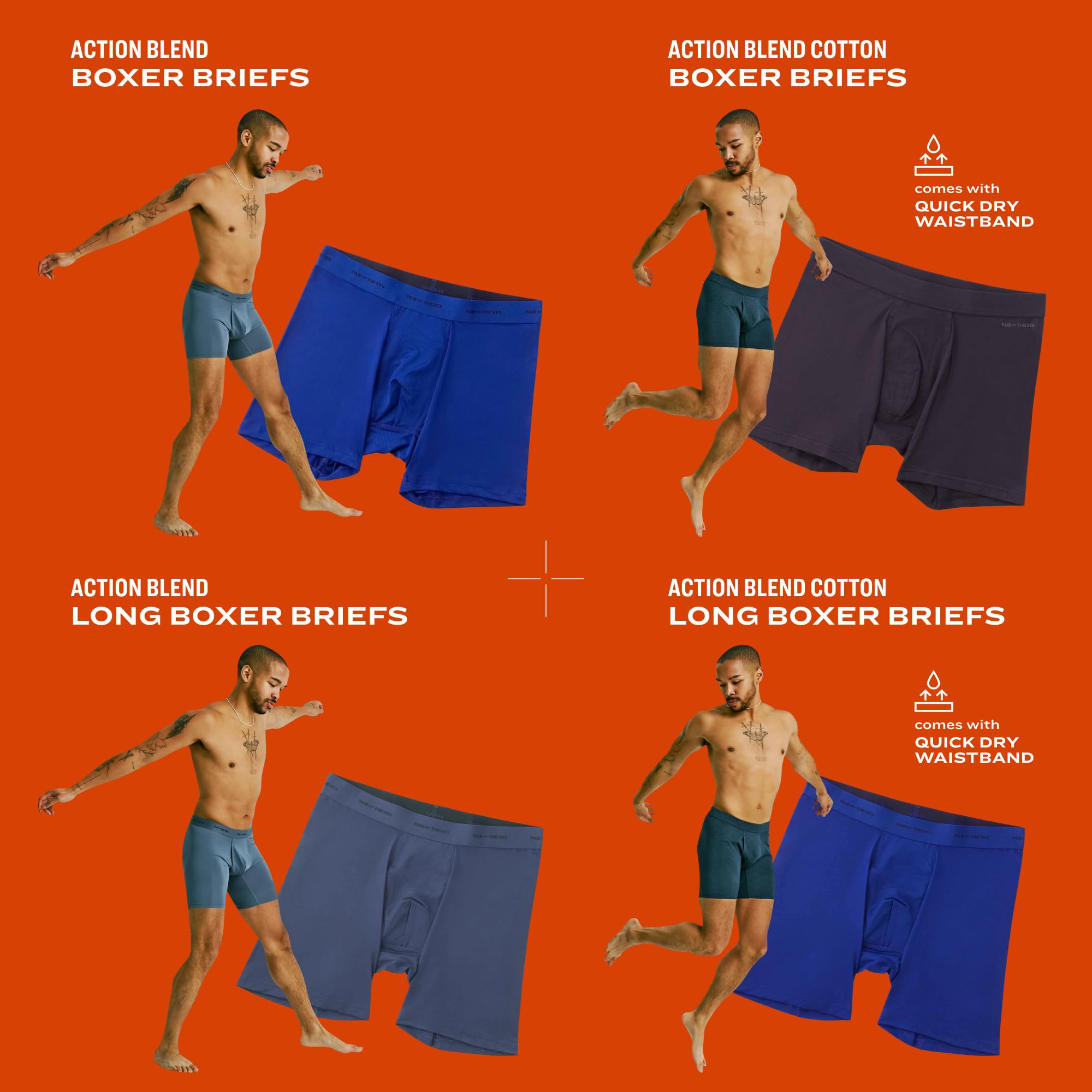 Pair of Thieves Men's 3pk Quick Dry Cotton Boxer Briefs - Purple S