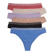 Hanes Womens Comfort 6-pack Thong, Pink Begonia/Blush/Violet/Pink/Black/Blue, 5