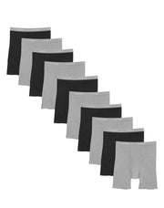 Hanes Mens Tagless Boxer Briefs 10-Pack, M, Black/Grey