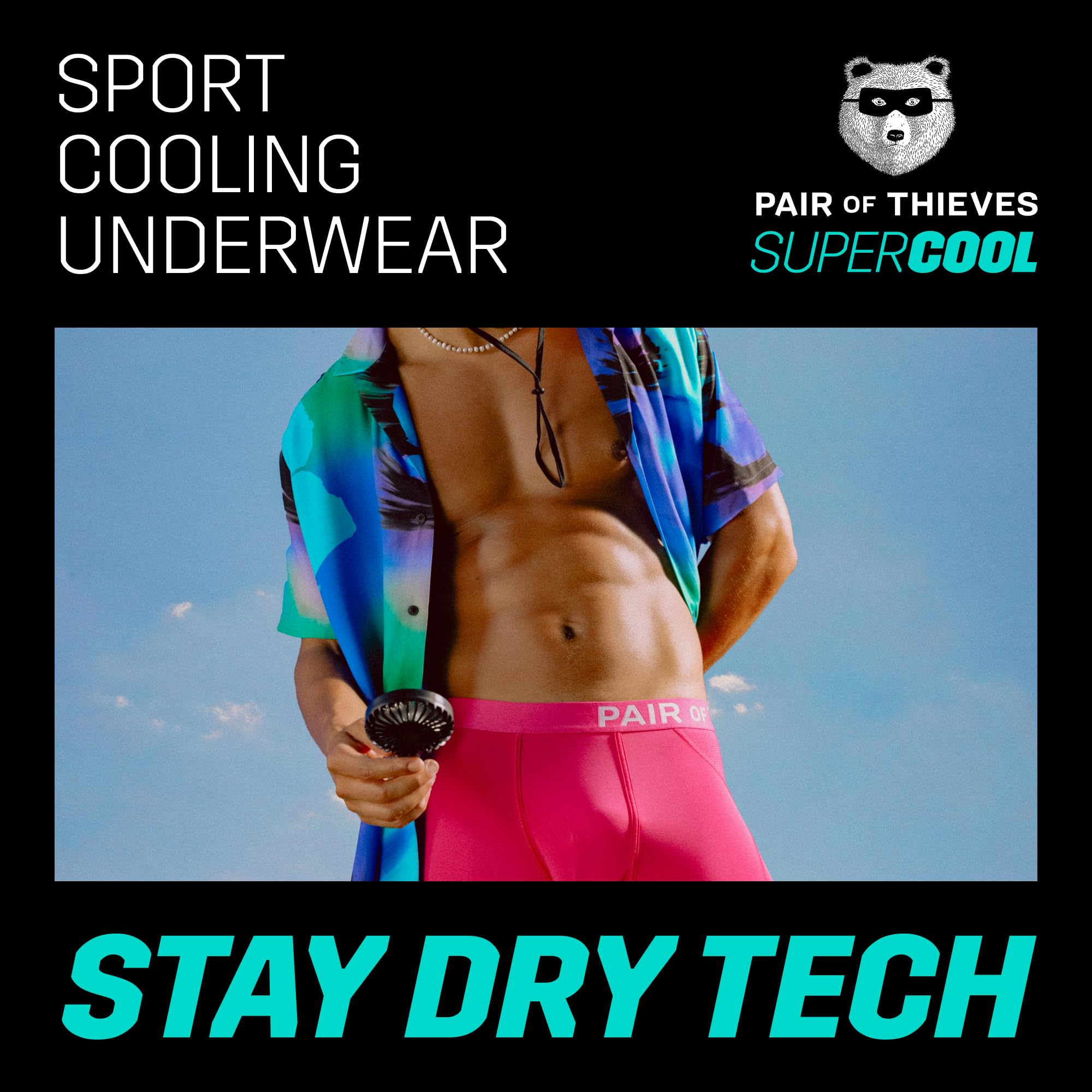 Pair of Thieves Men's SuperCool Boxer Briefs 2pk - (Black, Large)