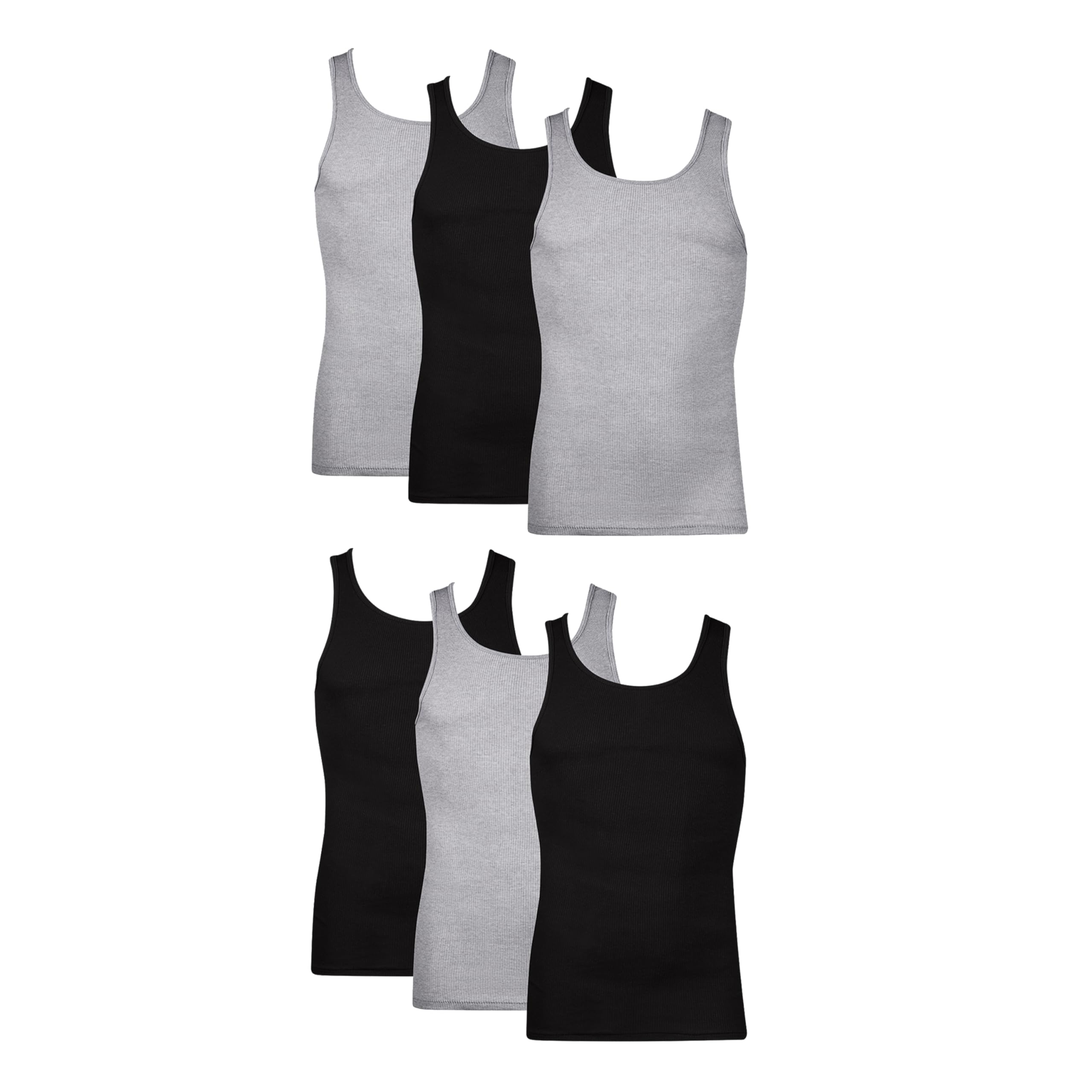 Undershirts Tank Tops Pack, 6-Pack, Cotton Tank Undershirt for Men Blk/Gry Large