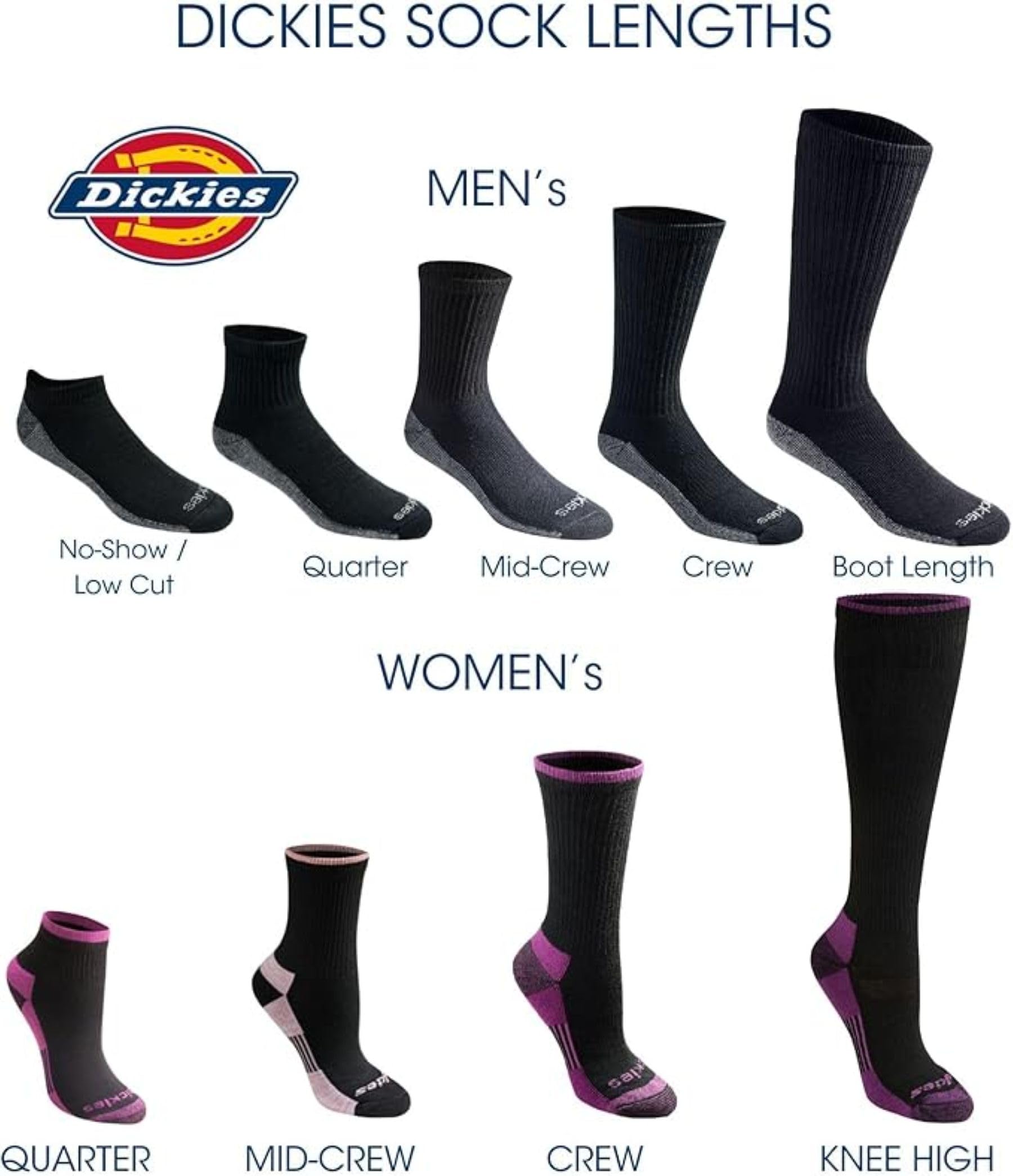 Dickies Men's Dri-tech Moisture Control Crew Socks 6 pack Shoe Size: 6-12 Black