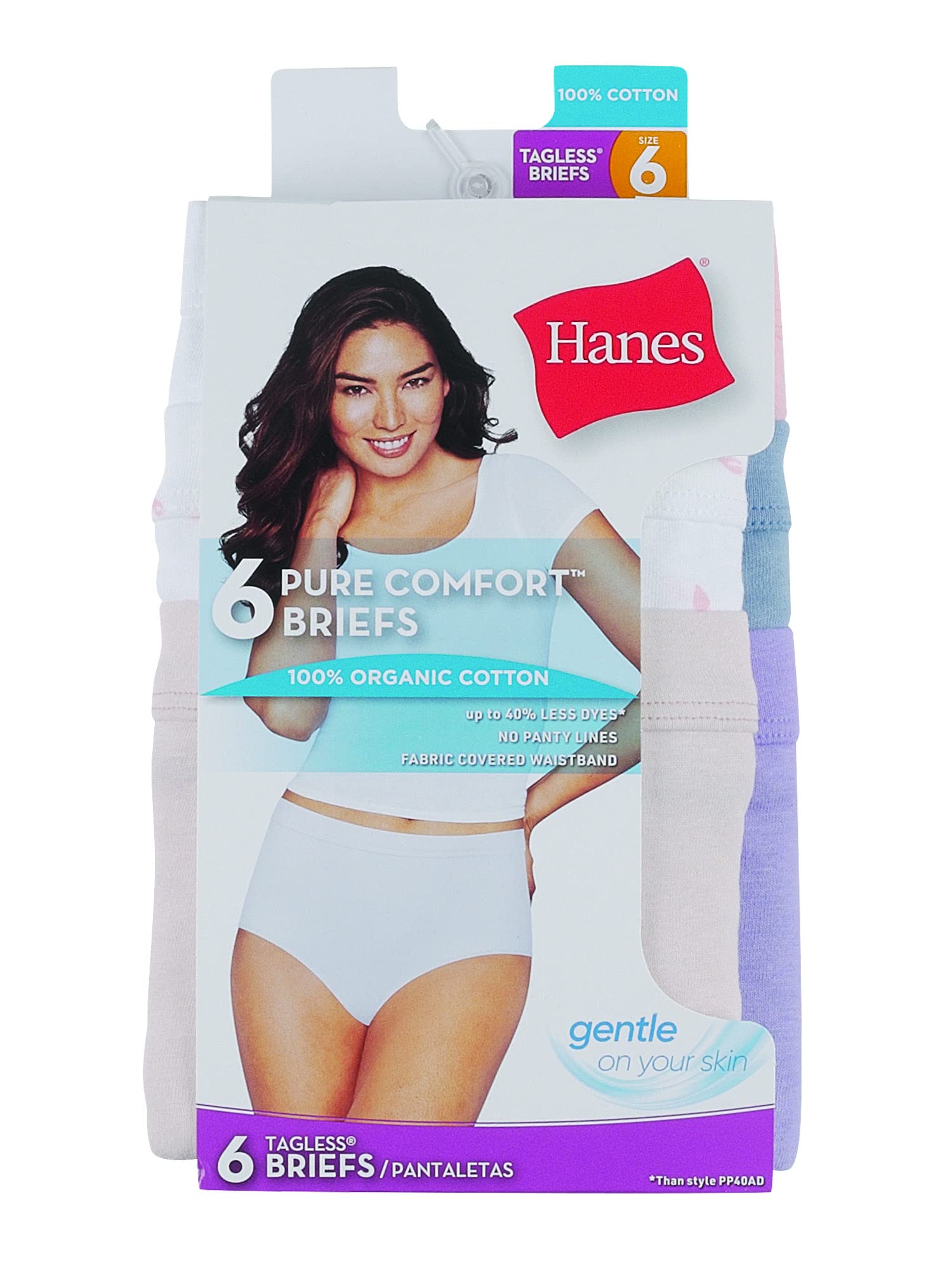 Hanes Women's Pure Comfort Briefs 6-Pack, Asst Colors Medium Size 6