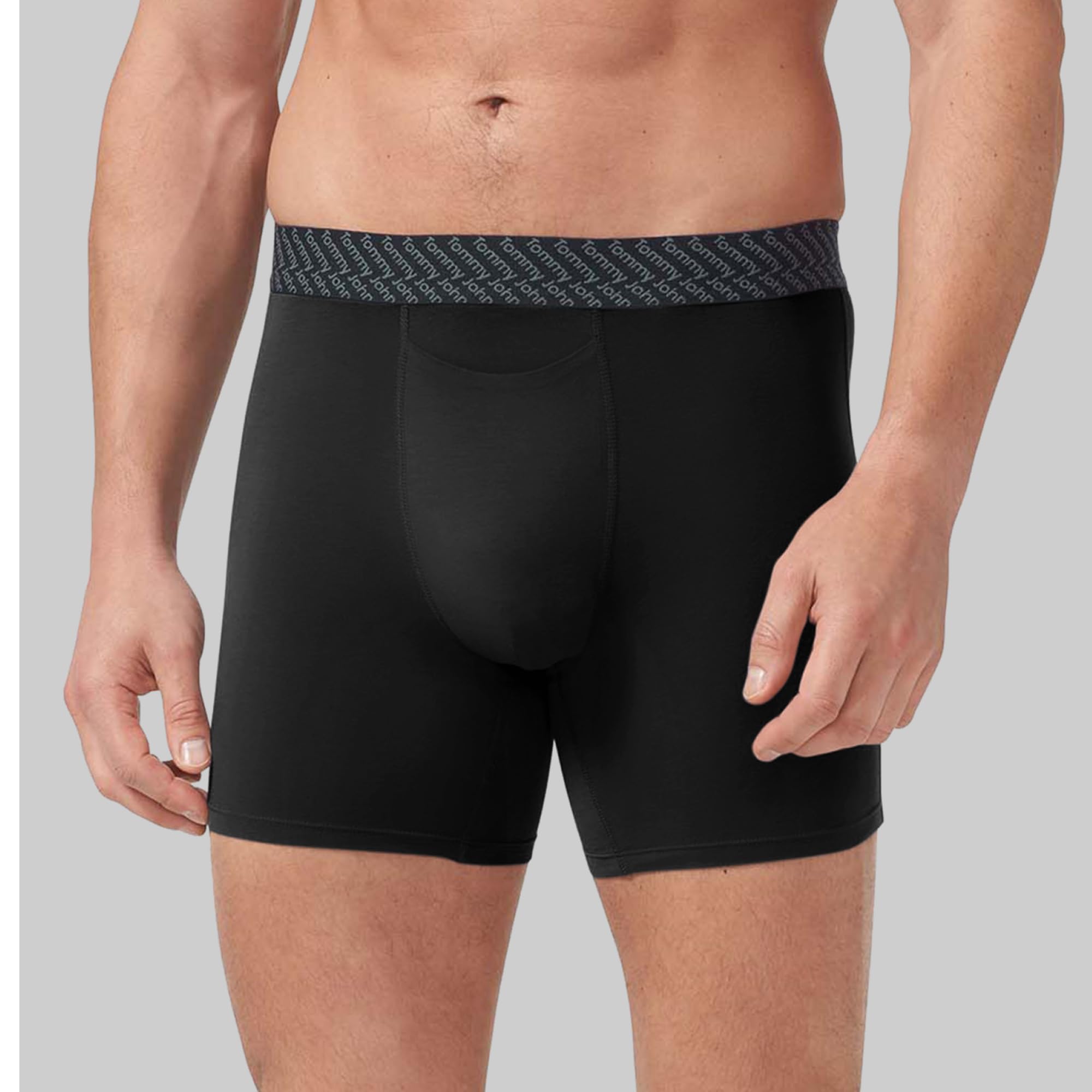 Tommy John Mens 6” Cotton Boxers w/Pouch 2 Pk Sidecar Stripe/Simply Green Medium