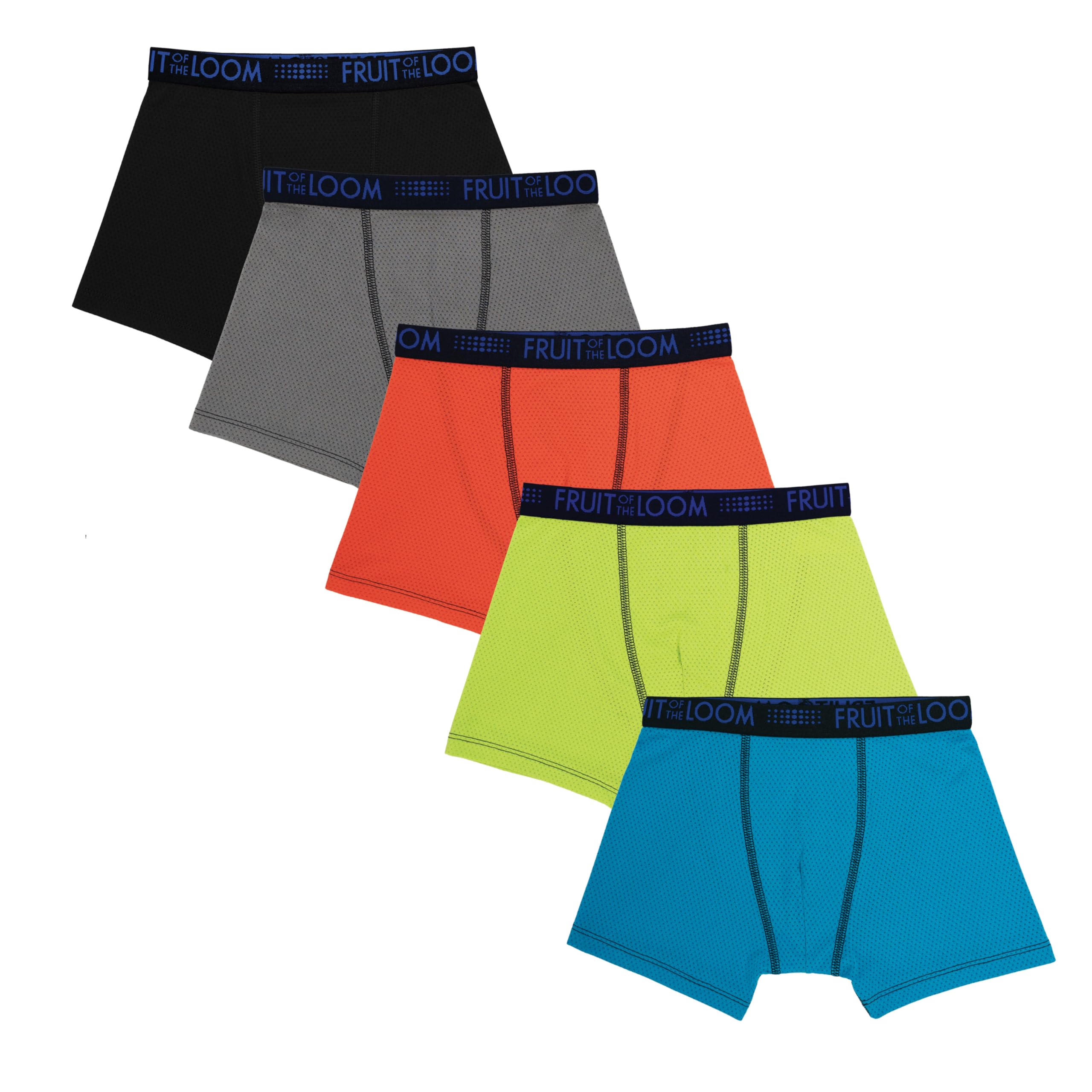 Fruit of the Loom Boys' Breathable 2.0 Boxer Briefs, 5- Pack, Size M