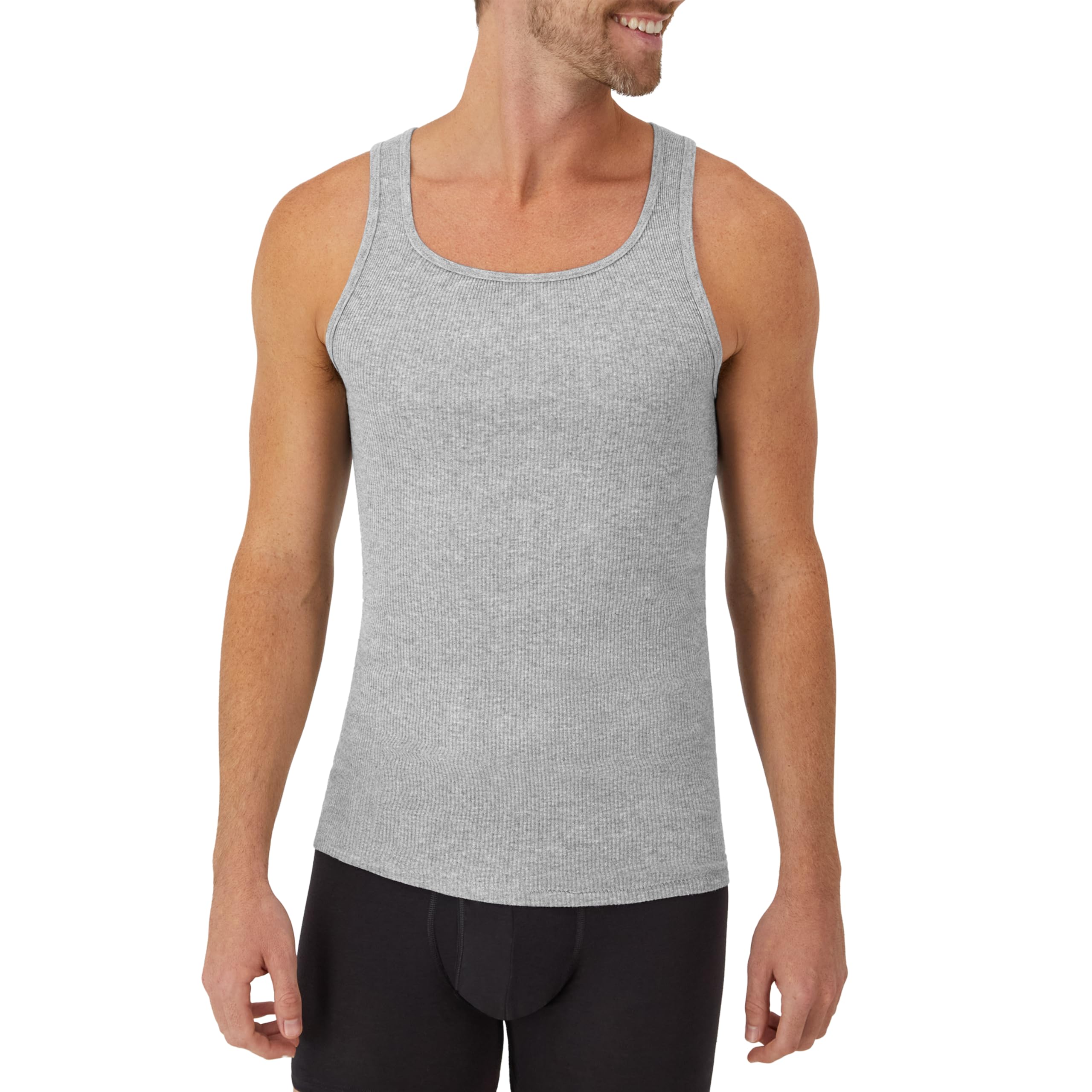 Undershirts Tank Tops Pack, 6-Pack, Cotton Tank Undershirt for Men Blk/Gry Large