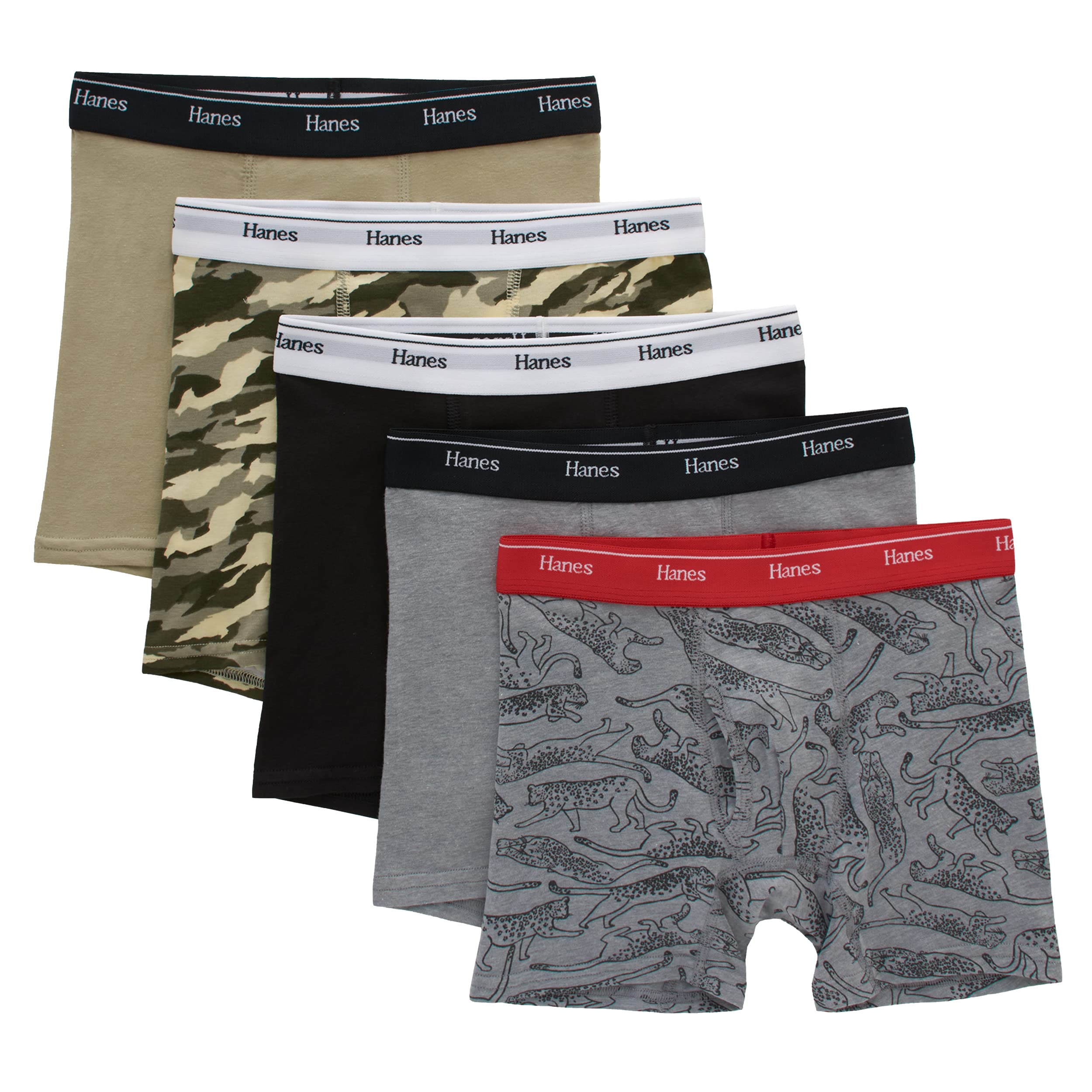 Hanes Originals Boys' Boxer Briefs, Stretch Cotton Underwear, Assorted 5Pk Small