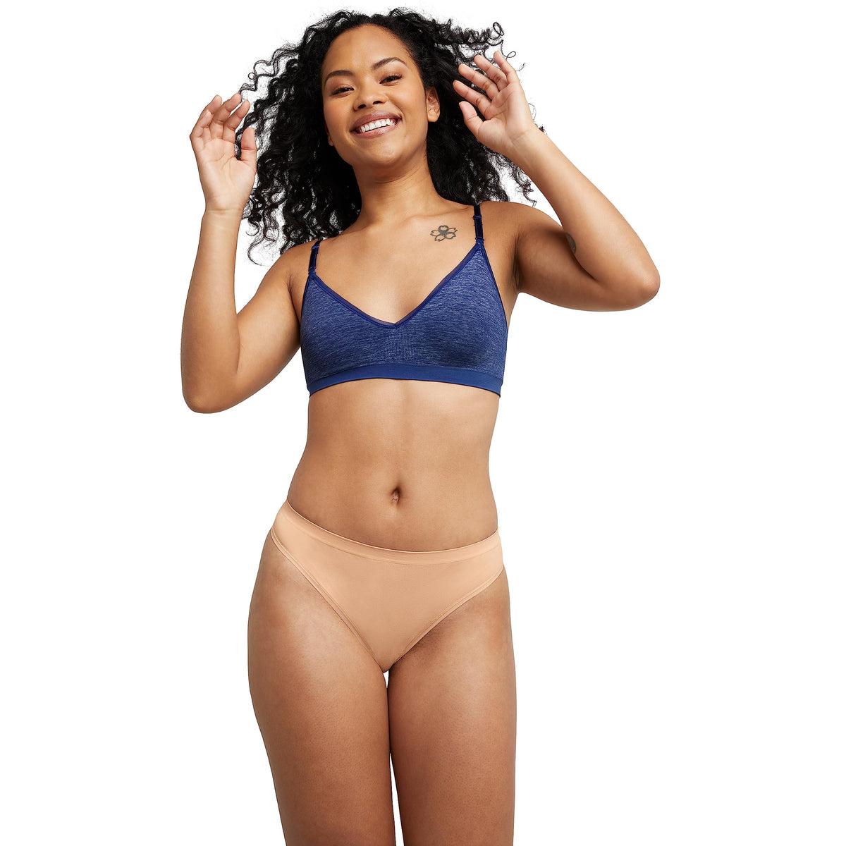 Hanes Womens Comfort 6-pack Thong, Pink Begonia/Blush/Violet/Pink/Black/Blue, 5