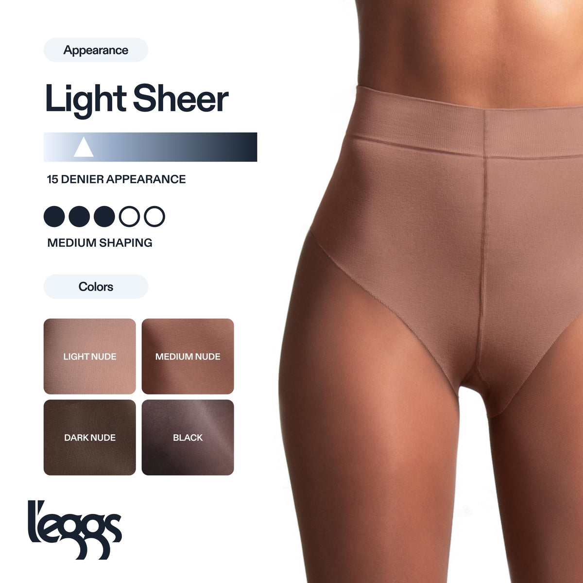 L'eggs Bare Contour Luminous Skin Tights for Women 2XLarge, Medium Nude