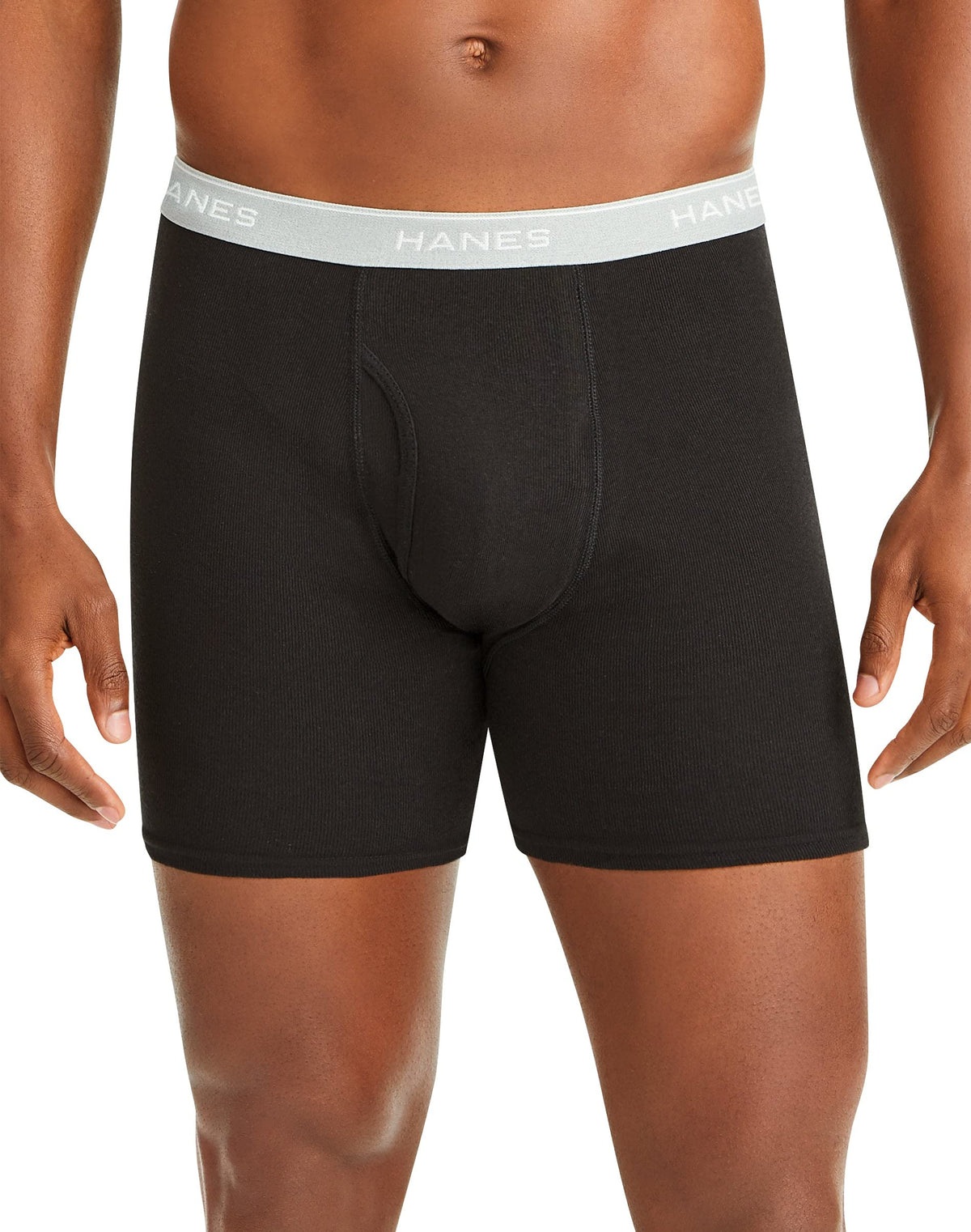 Hanes Mens Tagless Boxer Briefs 10-Pack, M, Black/Grey
