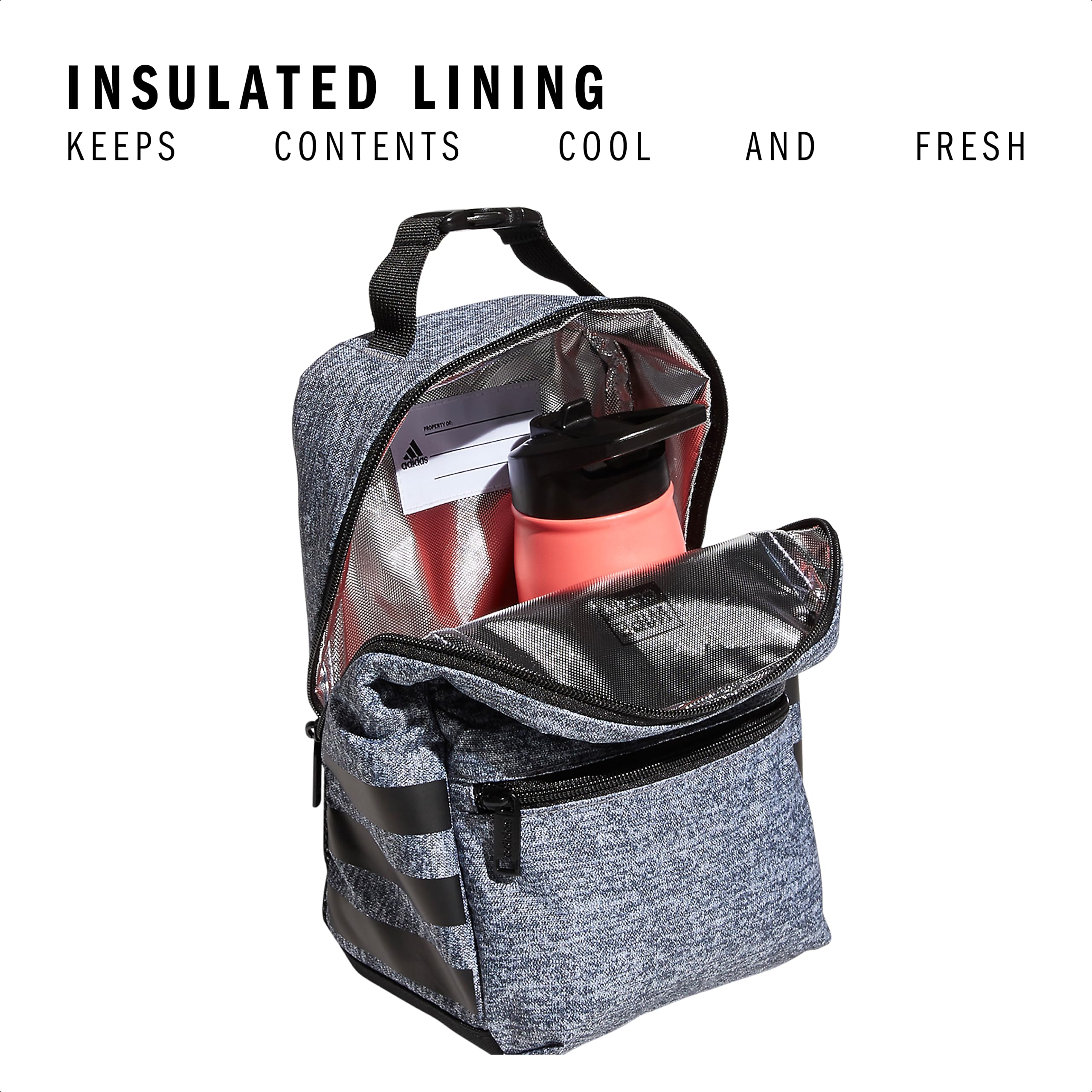 adidas Santiago 2 Insulated Lunch Bag, Jersey Onix Grey/Black, One Size