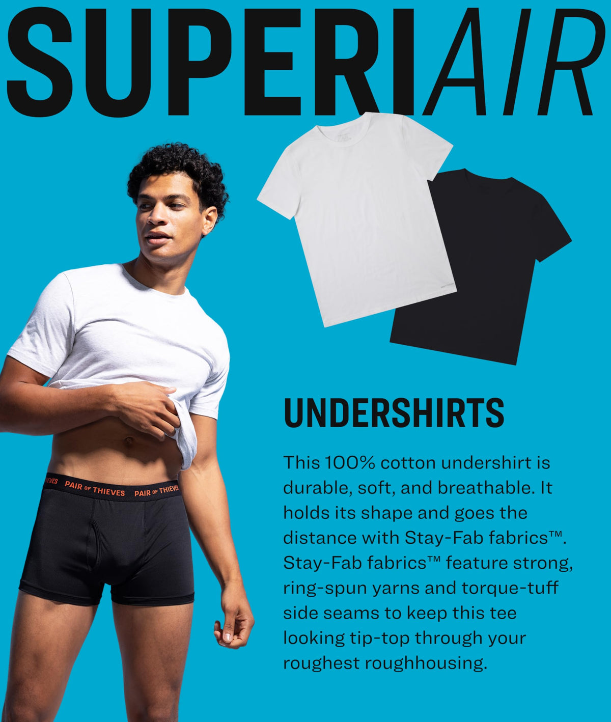 Pair of Thieves Men Superiair Crew Neck | 3 Pack Tee White Medium