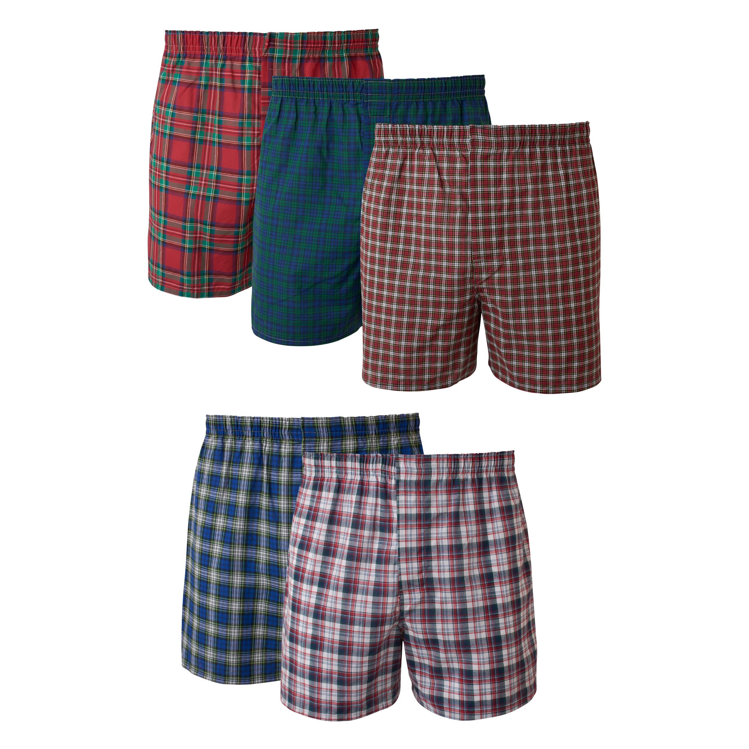 Men's FreshIQ Comfort Flex Waistband Tartan Boxer 5-Pack Plaid Small