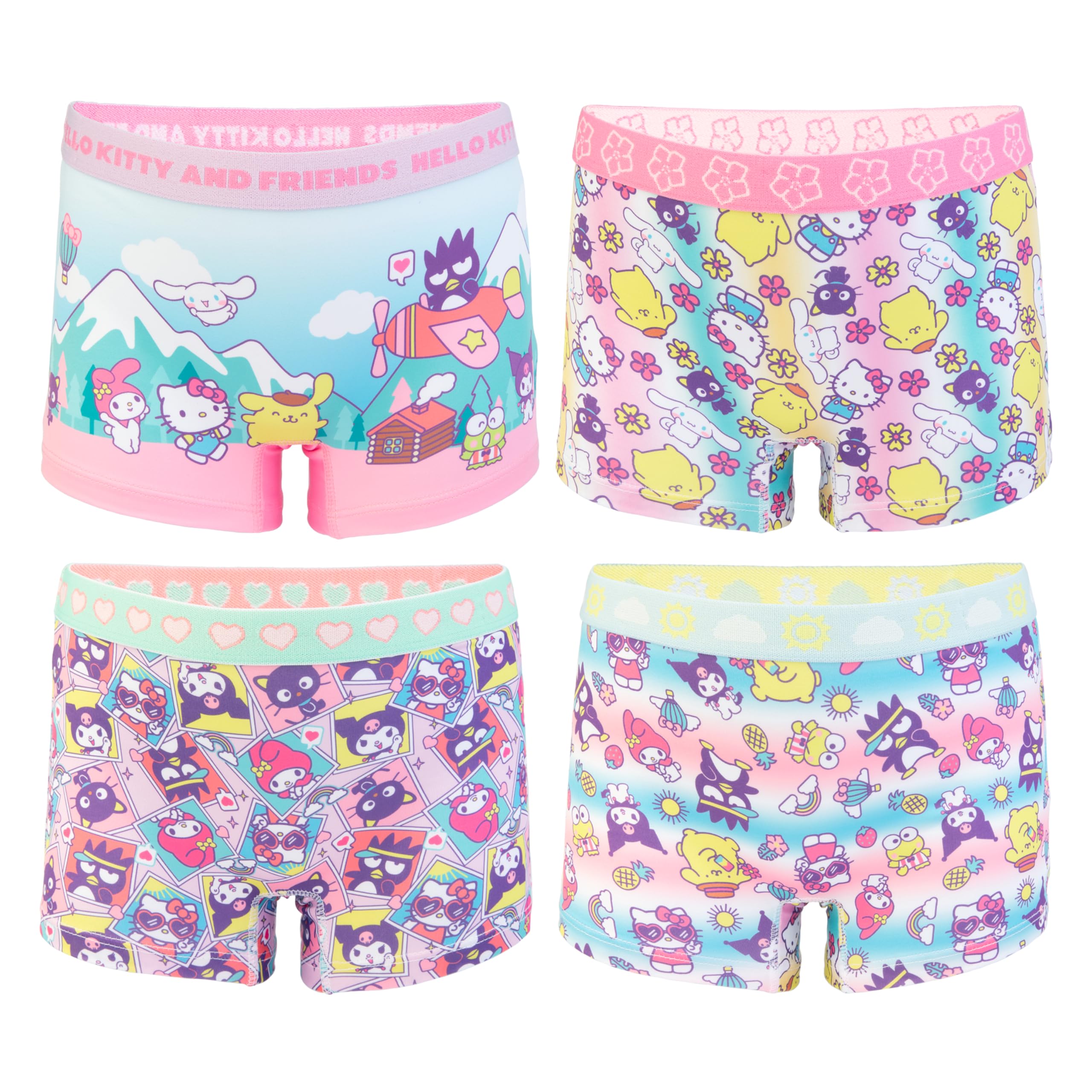 Hello Kitty & Friends Girl's Cotton Boyshorts 4pk Size 10