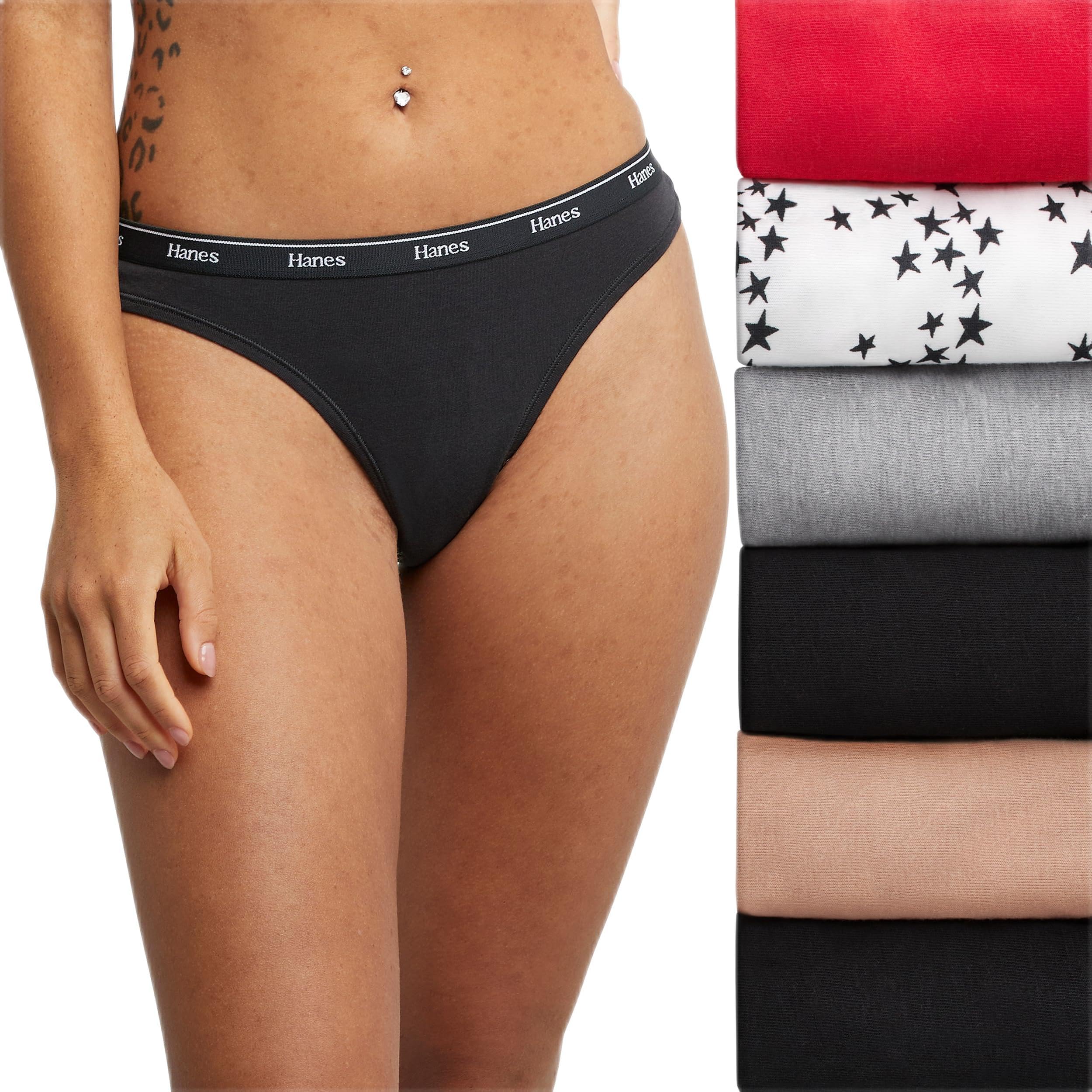 Hanes Originals Women's Underwear Thong Panties Assorted Colors, 6-Pack M/6