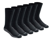 Dickies Men's Dri-tech Moisture Control Crew Socks 6 pack, Black Size: 12-15