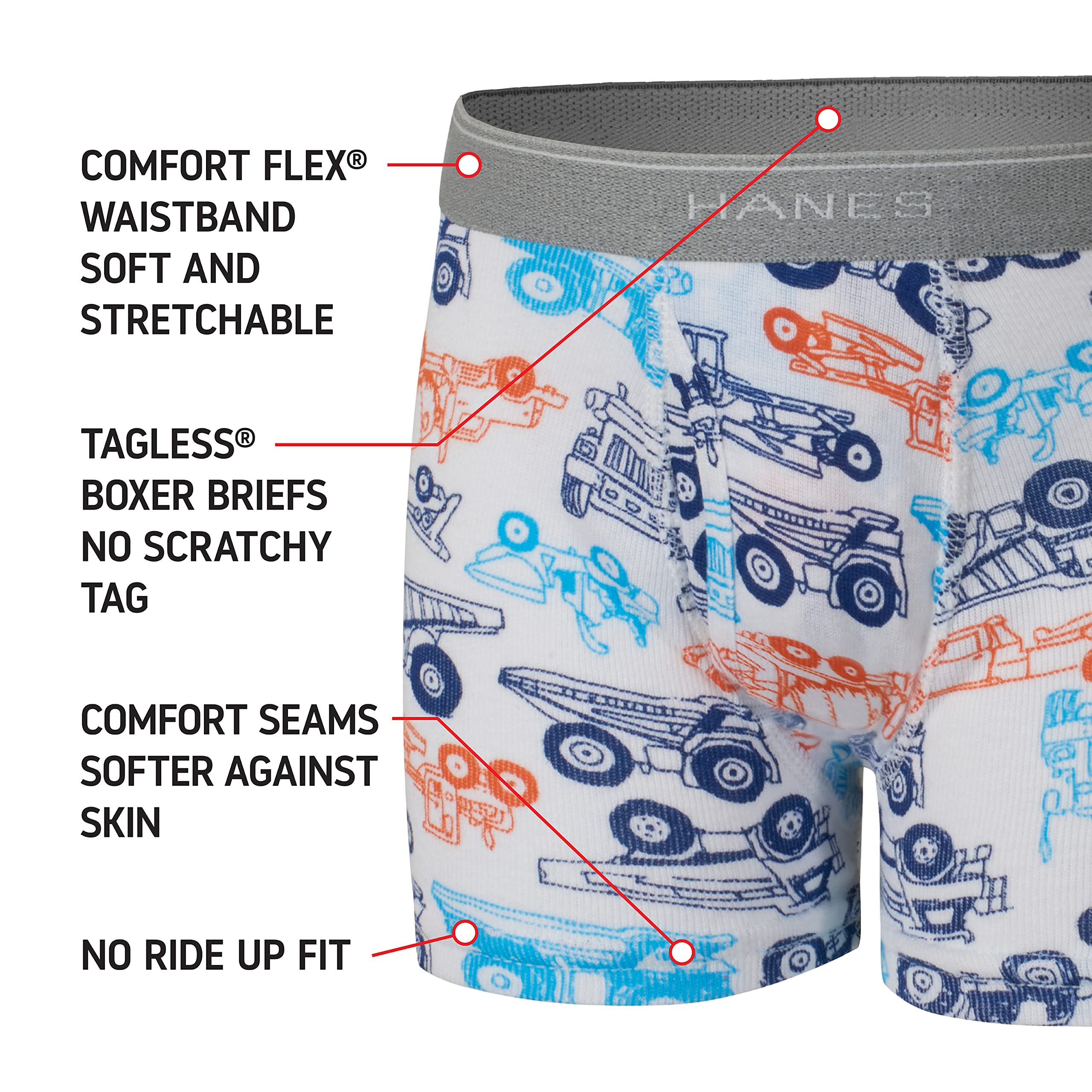 Hanes Boxer Briefs 10-Pack Boys Asst Colors 4T Toddler Comfort Waistband