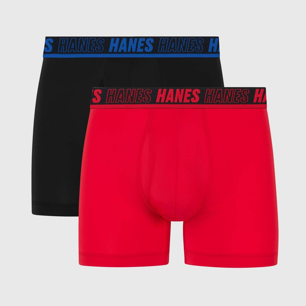 Hanes Moves Premium Men's Anti-Chafe X-Temp Trunks 2pk - Red/Black M