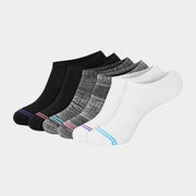 Hanes Premium Women's 6pk Cool Comfort No Show Socks - White/Black/Gray 5-9