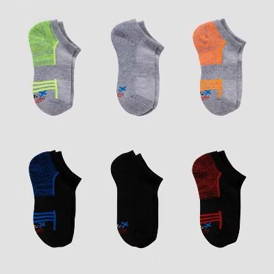 Hanes Premium Boys' 6pk No Show Socks - Asst. Colors, L (3-9)