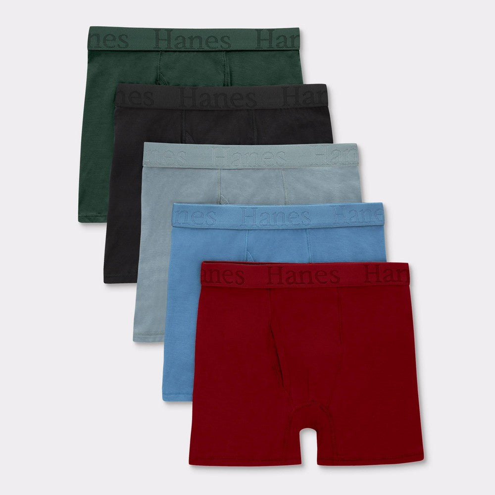 Hanes Originals Boys' SuperSoft Boxer Brief Underwear, Asst Color Large , 5-Pack