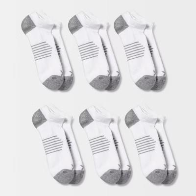 Men's Active No Show Socks 6pk - All In Motion™ White 12-15: Arch Support