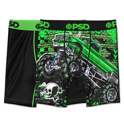 PSD Boys' 2pk Monster Truck Printed Boxer Briefs - Green L