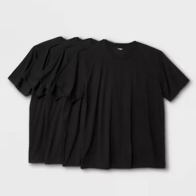 Men's Big & Tall 4pk T-Shirt - Goodfellow & Co™ Black 5XL: Cotton