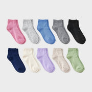 Girls' 10pk Lightweight Ribbed Ankle Socks - Cat & Jack™ M