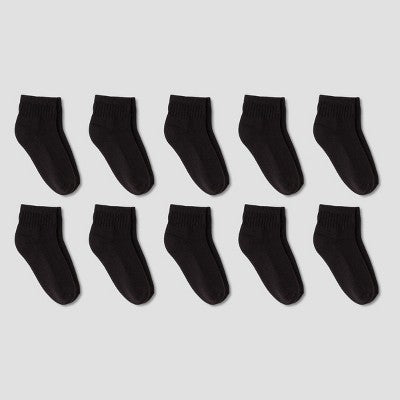 Boys' 10pk Athletic Ankle Socks - Cat & Jack™ Black M