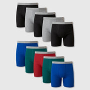 Hanes Men's 10 Pack Assorted Color Boxer Briefs Large