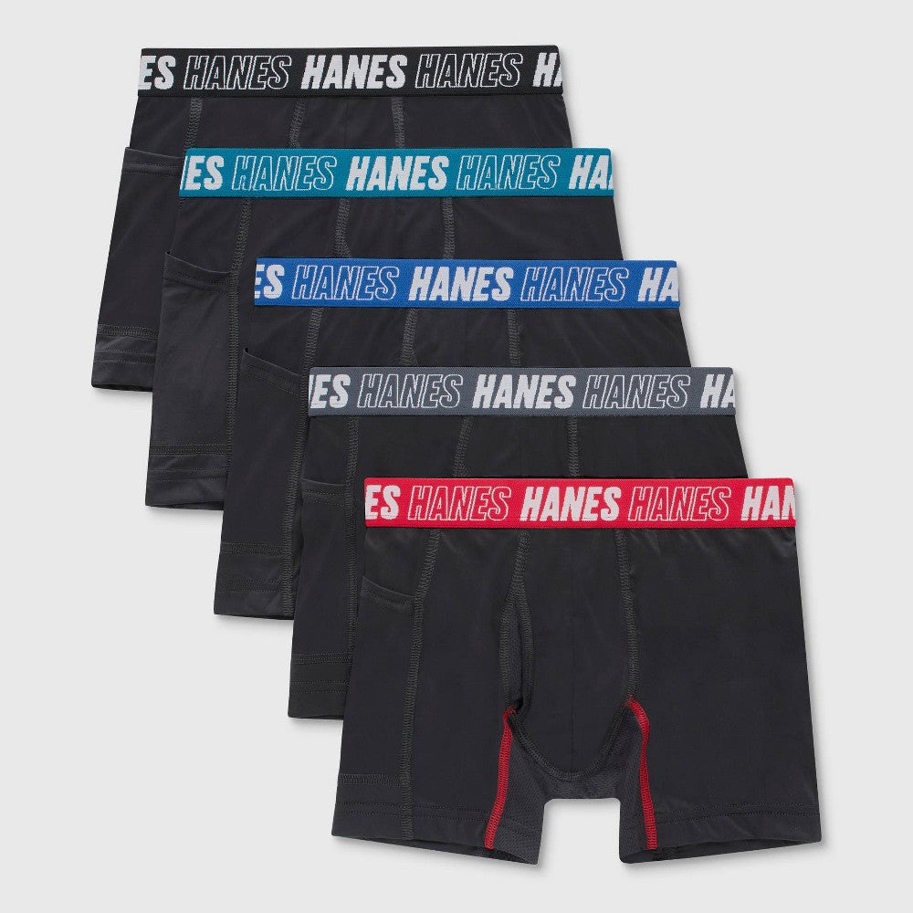 Hanes Boys Boxer Brief Underwear, 5-Pack, Moves Anti-Chafe, Assorted M