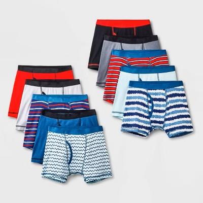 Boys' 10pk Striped Boxer Briefs - Cat & Jack™ Red/Blue S